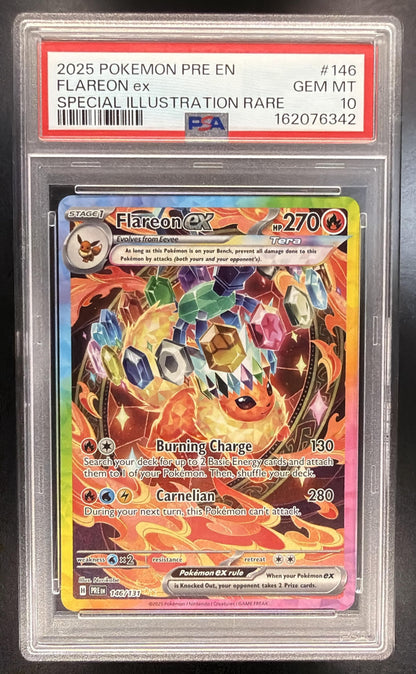 2025 Pokemon Prismatic Evolutions Flareon ex 146/131 PSA 10