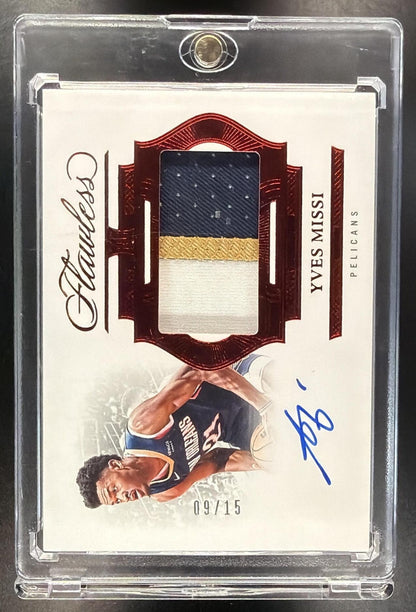 2024-25 Panini Flawless Yves Missi #19 Patch Auto Ruby 9/15 RC