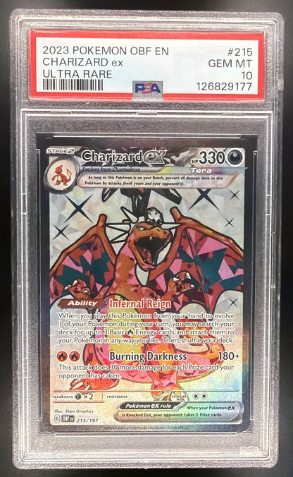 2023 Pokemon Obsidian Flames Charizard ex 215/197 PSA 10