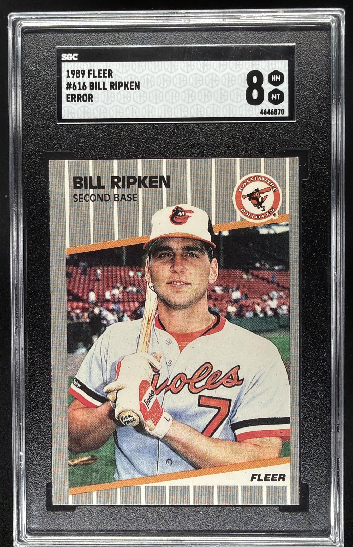 1989 Fleer Bill Ripken #616a SGC 8