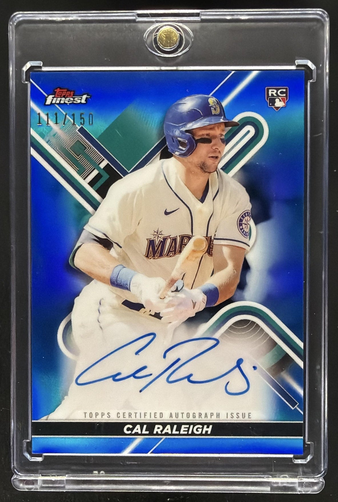 2022 Topps Finest Cal Raleigh #FA-CR Auto Blue Refractor 111/150 RC