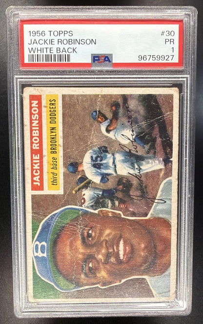 1956 Topps Jackie Robinson White Back #30 PSA 1