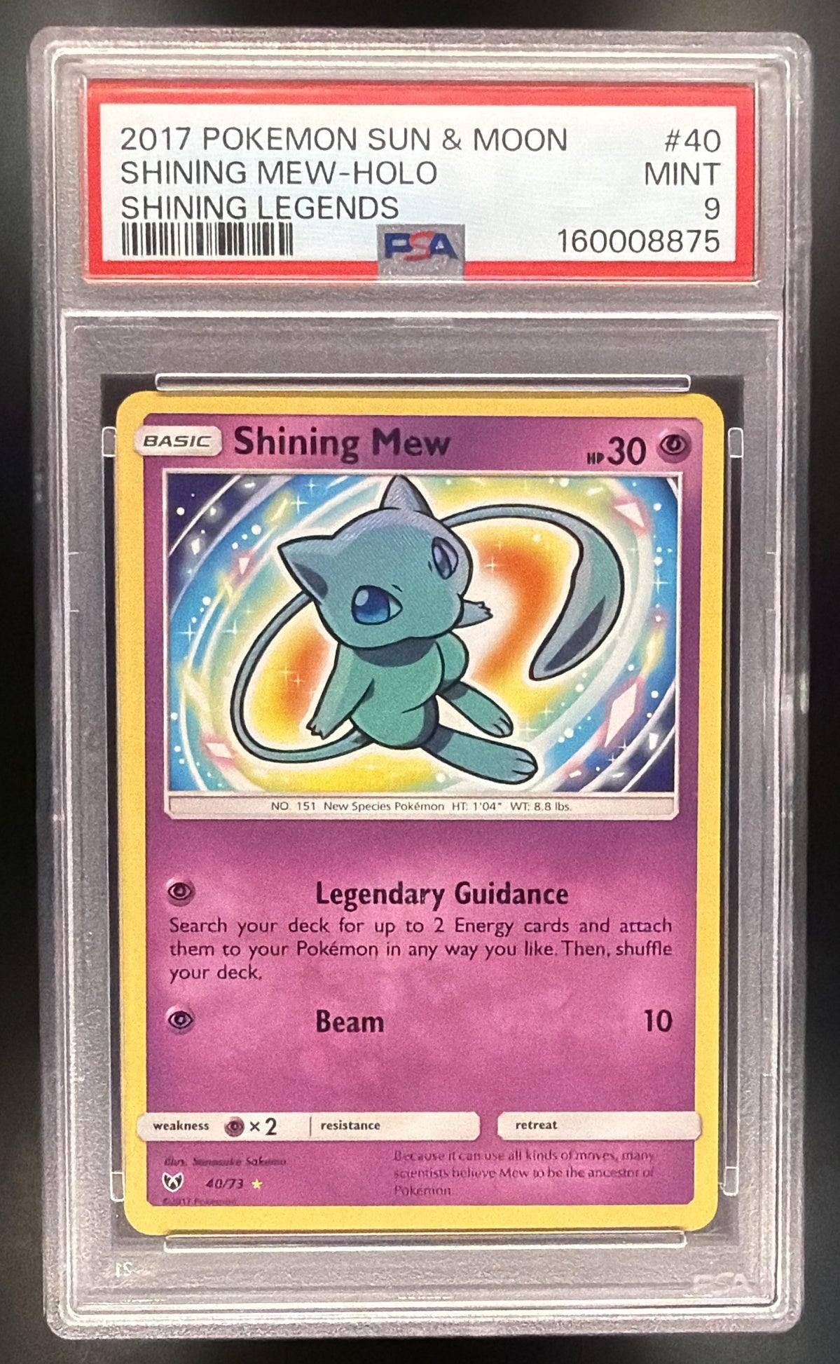 2017 Pokemon Shining Legends Shining Mew 40/73 PSA 9