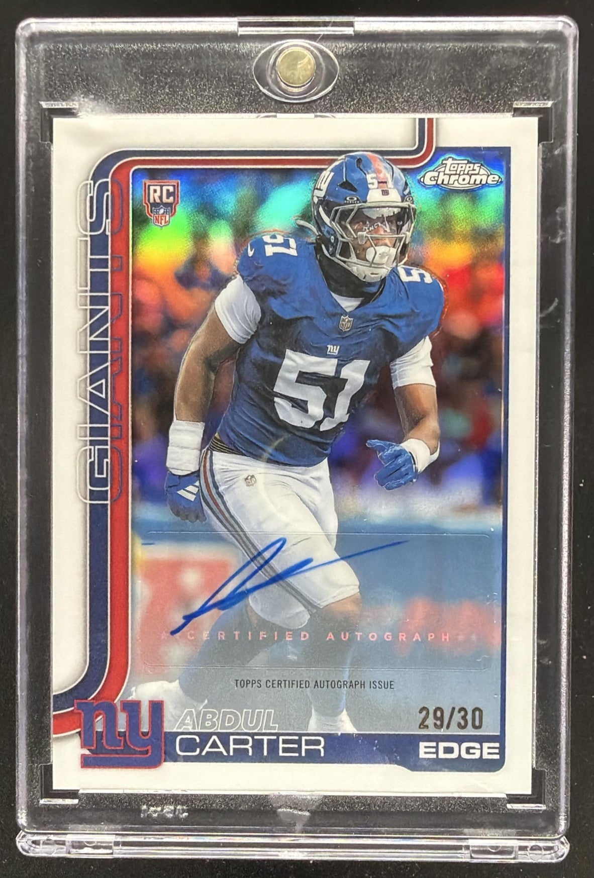 2025 Topps Chrome Abdul Carter #RA-AC Rookie Auto White Refractor 29/30 RC