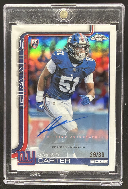 2025 Topps Chrome Abdul Carter #RA-AC Rookie Auto White Refractor 29/30 RC