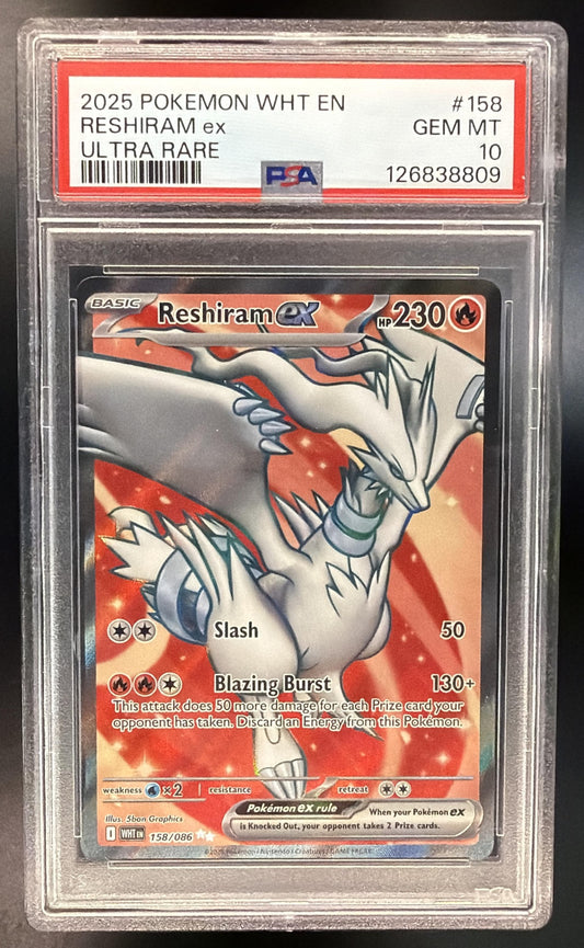 2025 Pokemon White Flare Reshiram ex 158/086 PSA 10