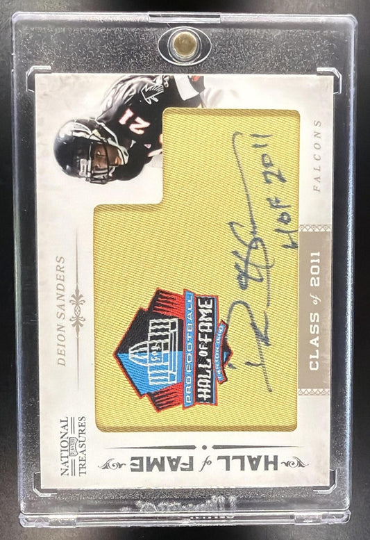 2011 Panini Playoff National Treasures Deion Sanders #12 HOF Patch Auto 4/30