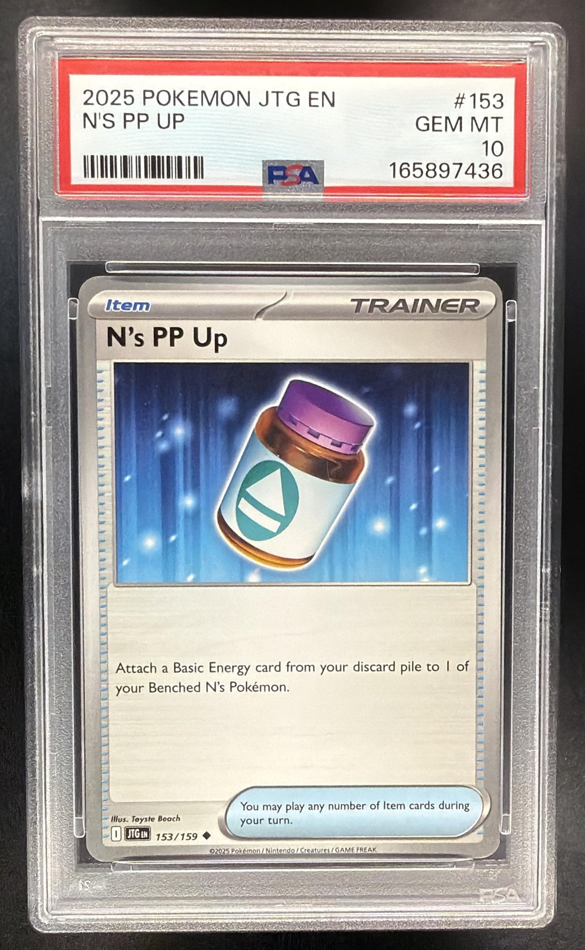 2025 Pokemon Journey Together N's PP Up 153/159 PSA 10