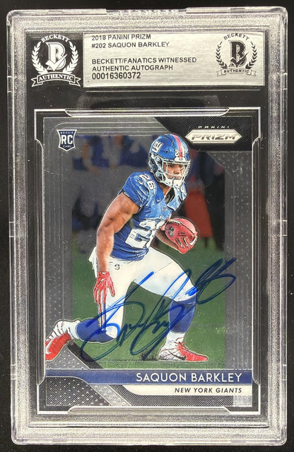 2018 Panini Prizm Saquon Barkley #RI-2 Rookie Auto Beckett Witness Authentic