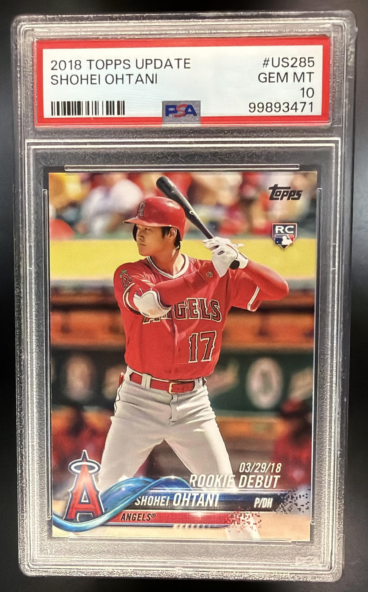 2018 Topps Update Shohei Ohtani #US285 RC PSA 10 Hitting