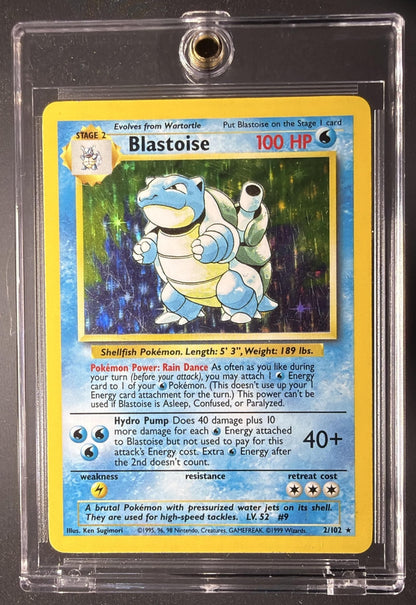 1999 Pokemon Unlimited Blastoise #2/102 Set Rare Holo