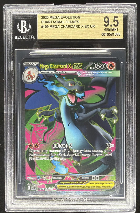 2025 Pokemon Phantasmal Flames Mega Charizard X ex #109/094 BGS 9.5