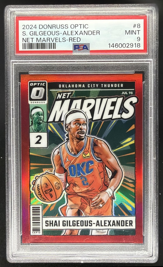 2024 Panini Donruss Optic Shai Gilgeous-Alexander #8 Net Marvels Red /99 PSA 9
