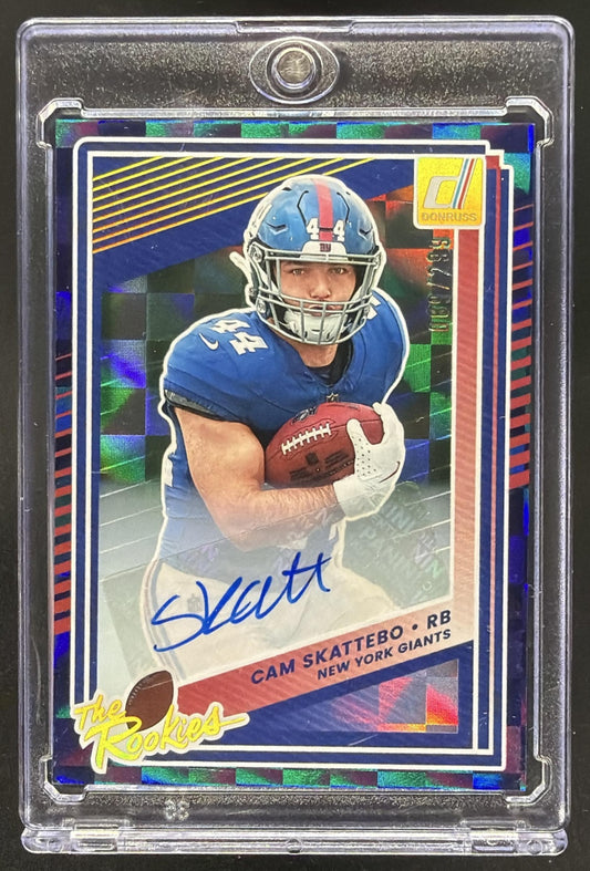 2025 Panini Donruss Cam Skattebo #19 The Rookies Auto 8/299 RC