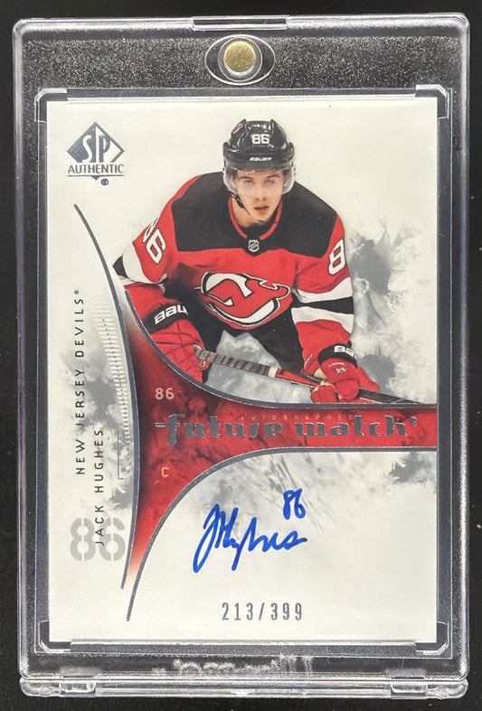 2019 SP Authentic Jack Hughes #RFWA-JH 2009 10 Retro Future Watch Auto /399 RC