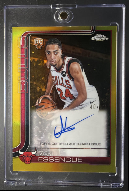 2025-26 Topps Chrome Update Noa Essengue #TCA-NE Auto Gold Refractor 40/50 RC