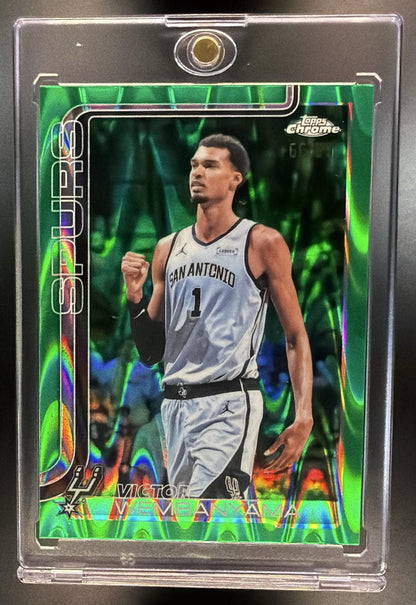 2025-26 Topps Chrome Update Victor Wembanyama #22 Green Ray Wave Refractor /99