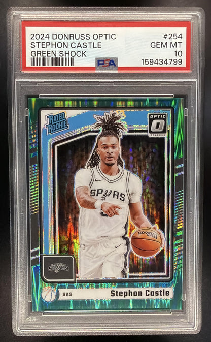 2024 Panini Donruss Optic Stephon Castle #254 Green Shock Prizm /149 RC Rated Rookie PSA 10