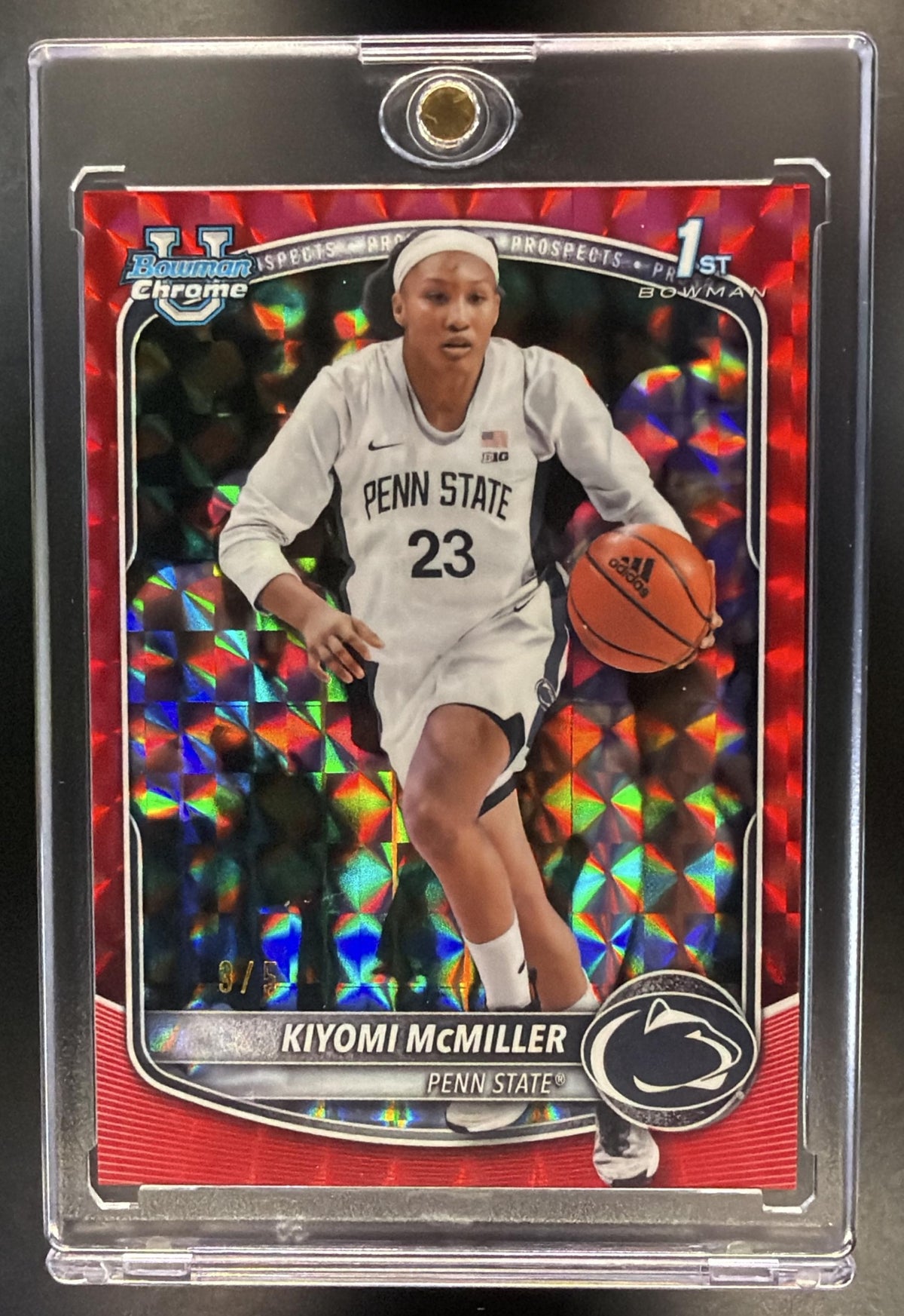 2025 Bowman Kiyomi McMiller #BCP-25 Chrome Red Geometric Refractor /5 1st Prospect