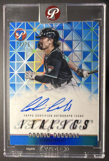 2025 Topps Pristine Corbin Carroll #I-CC Italics Auto Blue Refractor 71/75