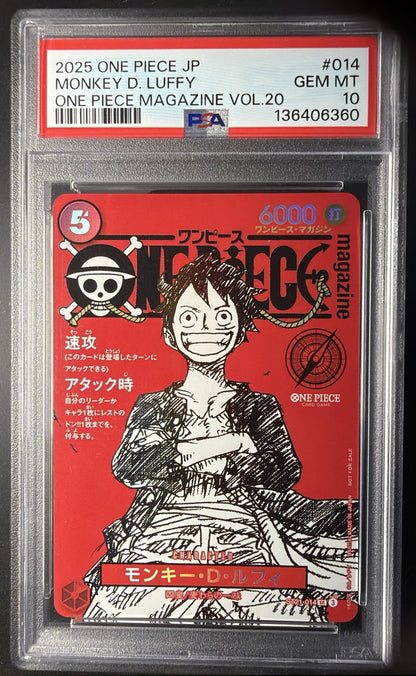 2025 One Piece Magazine Volume 20 JP Monkey D. Luffy #ST21-014 Promo PSA 10