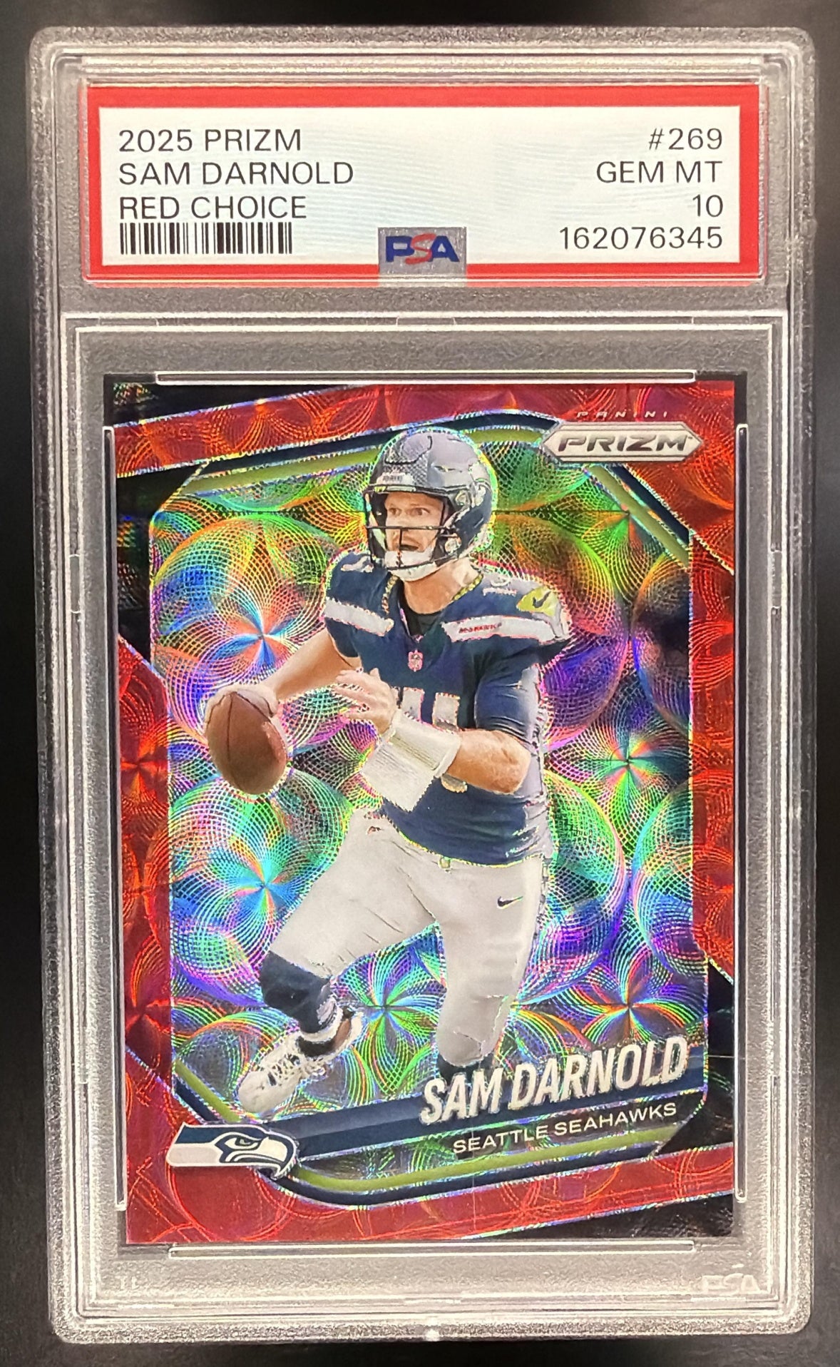 2025 Panini Prizm Sam Darnold #269 Choice Red 3/20 PSA 10