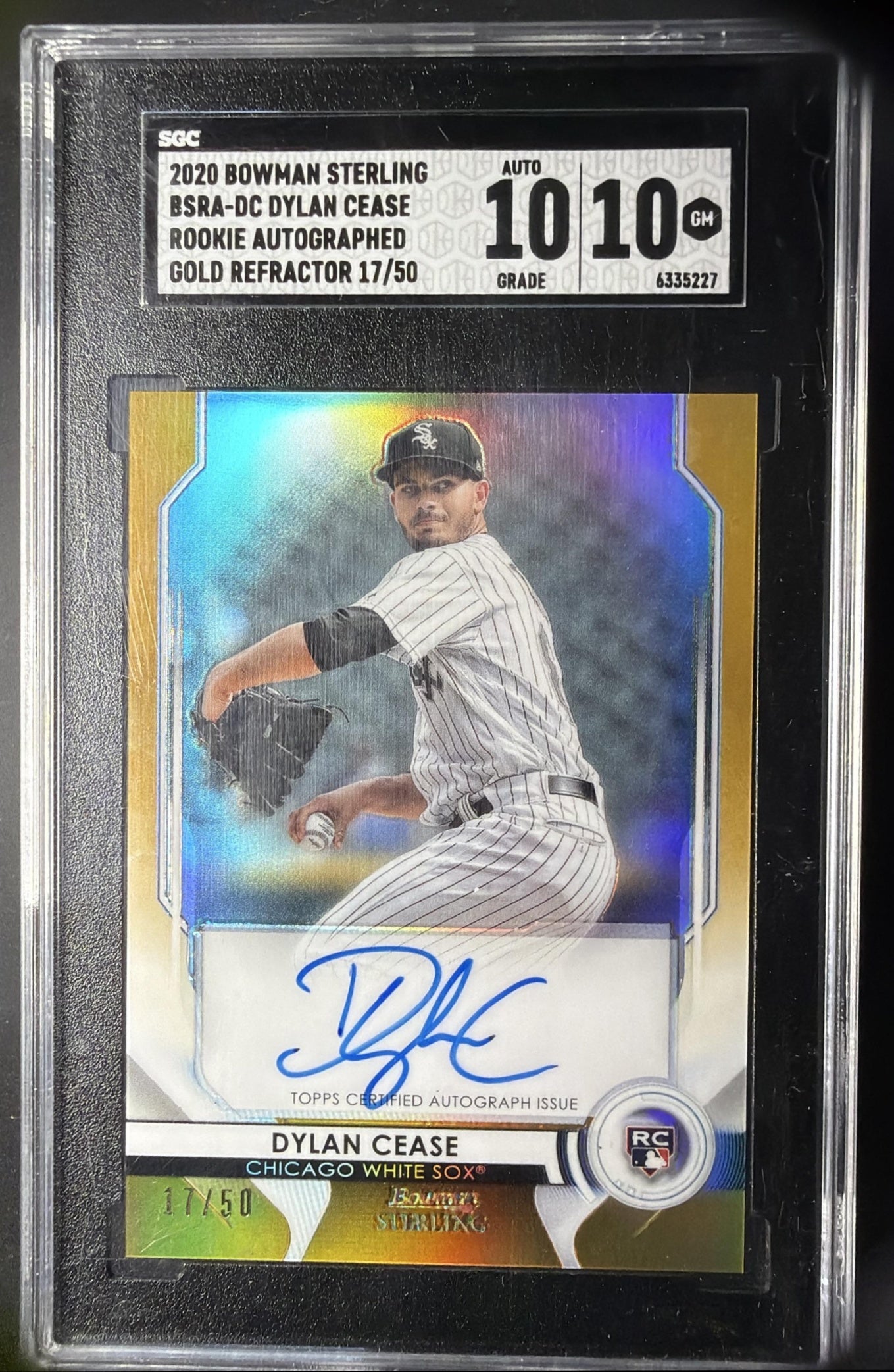 2020 Bowman Sterling Dylan Cease #BSRA-DC Rookie Auto Gold 17/50 RC SGC 10
