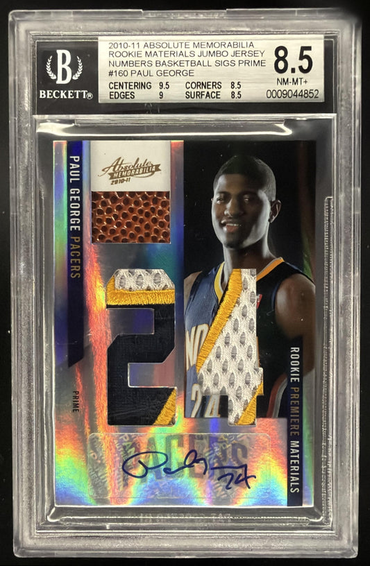 201-12 Panini Absolute Paul George Rookie Patch Auto 4/5 BGS 8.5