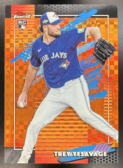 2026 Topps Finest Trey Yesavage #136 Uncommon Orange X-Fractor 2/25 RC