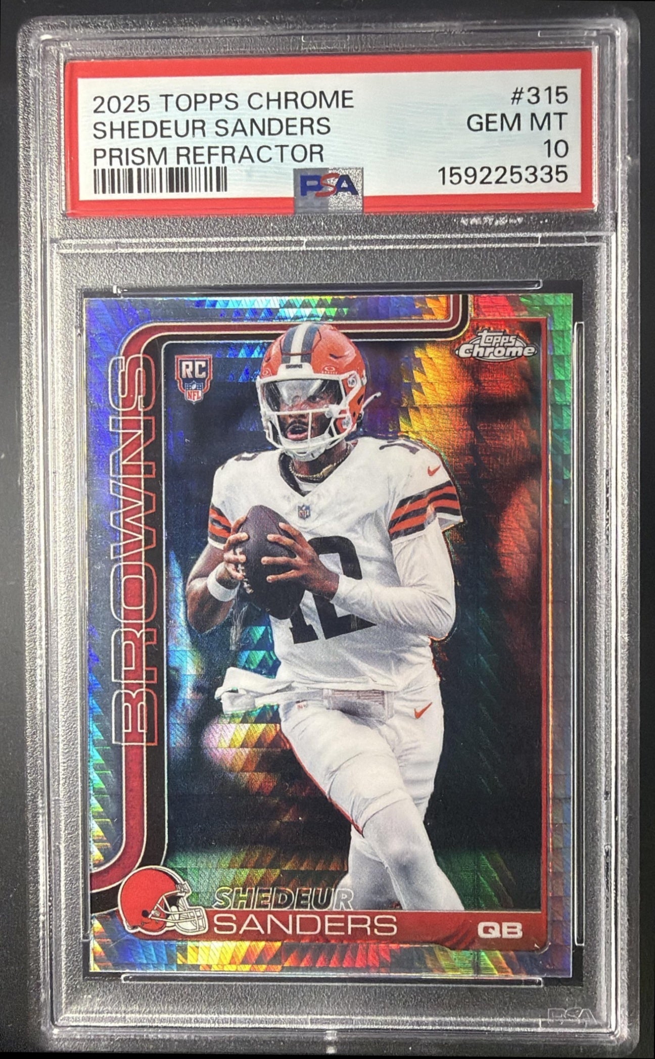 2025 Topps Chrome Shedeur Sanders #315 Rookie Prism Refractor RC PSA 10