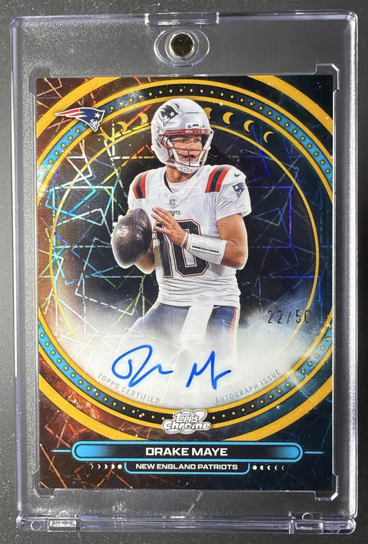 2025 Topps Cosmic Chrome Drake Maye #EQA-DM Equinox Auto Gold Interstellar Refractor /50