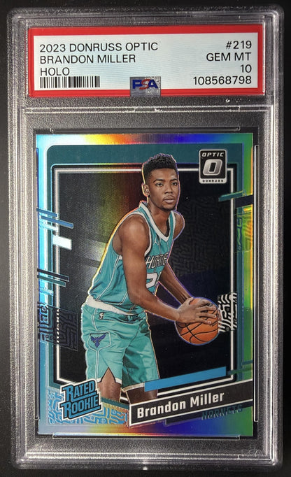 2023 Panini Donruss Optic Brandon Miller #219 Holo Prizm RC Rated Rookie PSA 10
