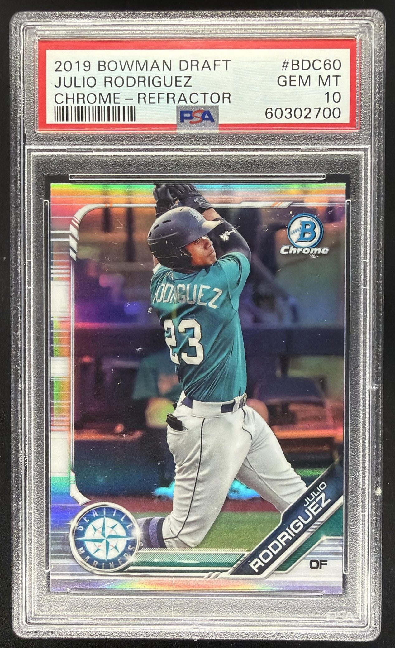 2019 Bowman Draft Julio Rodriguez #BDC-60 Chrome Refractor PSA 10