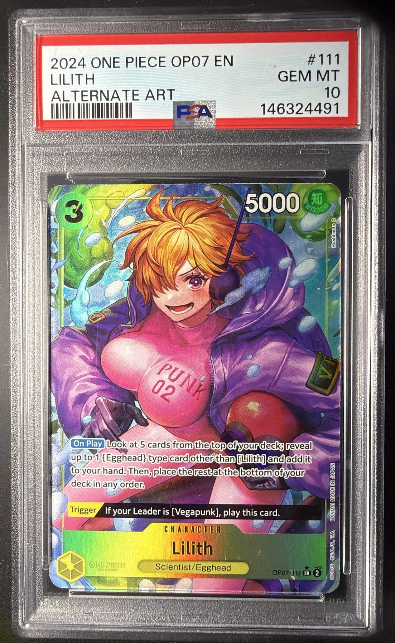2024 One Piece 500 Years in the Future Lilith #OP07-111 Alternate Art PSA 10