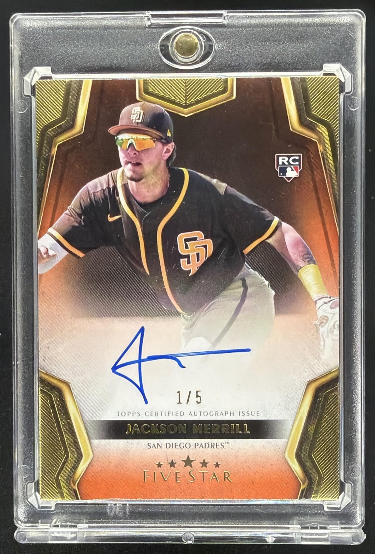 2024 Topps Five Star Jackson Merrill #FSA-JME Orange 1/5 RC Auto