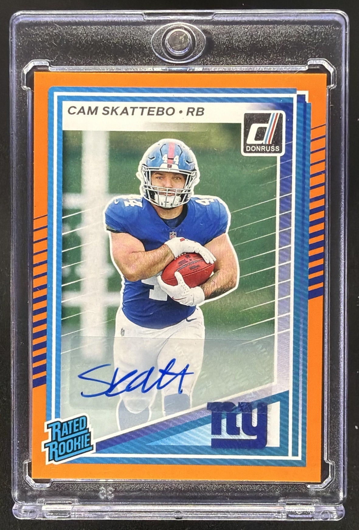 2025 Panini Donruss Cam Skattebo #302 Rated Rookie Auto Orange RC