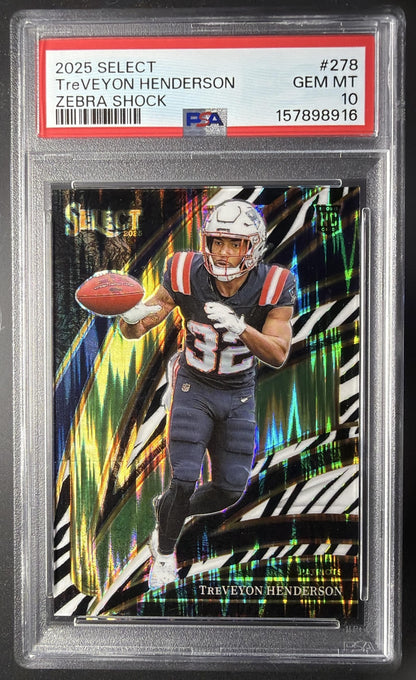 2025 Panini Select TreVeyon Henderson #278 Club Level Zebra Shock Prizm RC PSA 10