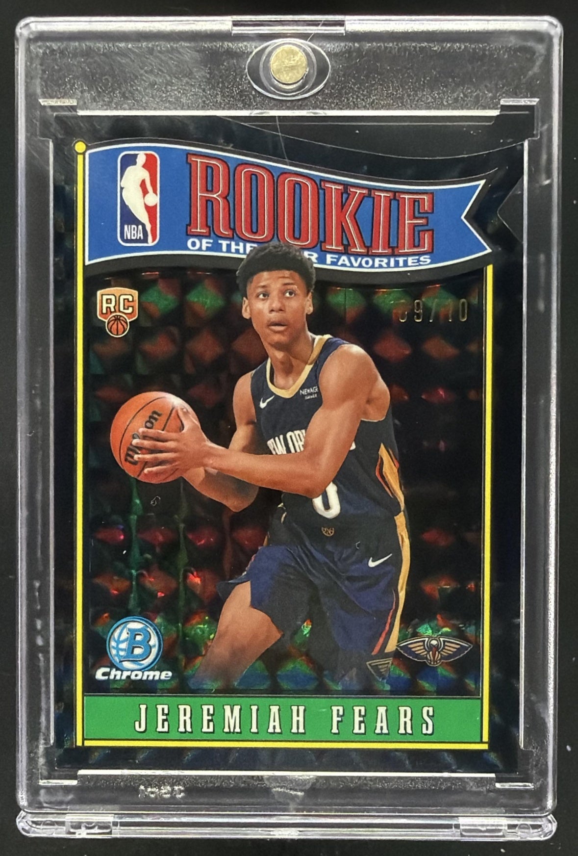 2025-26 Bowman Jeremiah Fears #RY-7 ROY Favorites Chrome RC Black /10