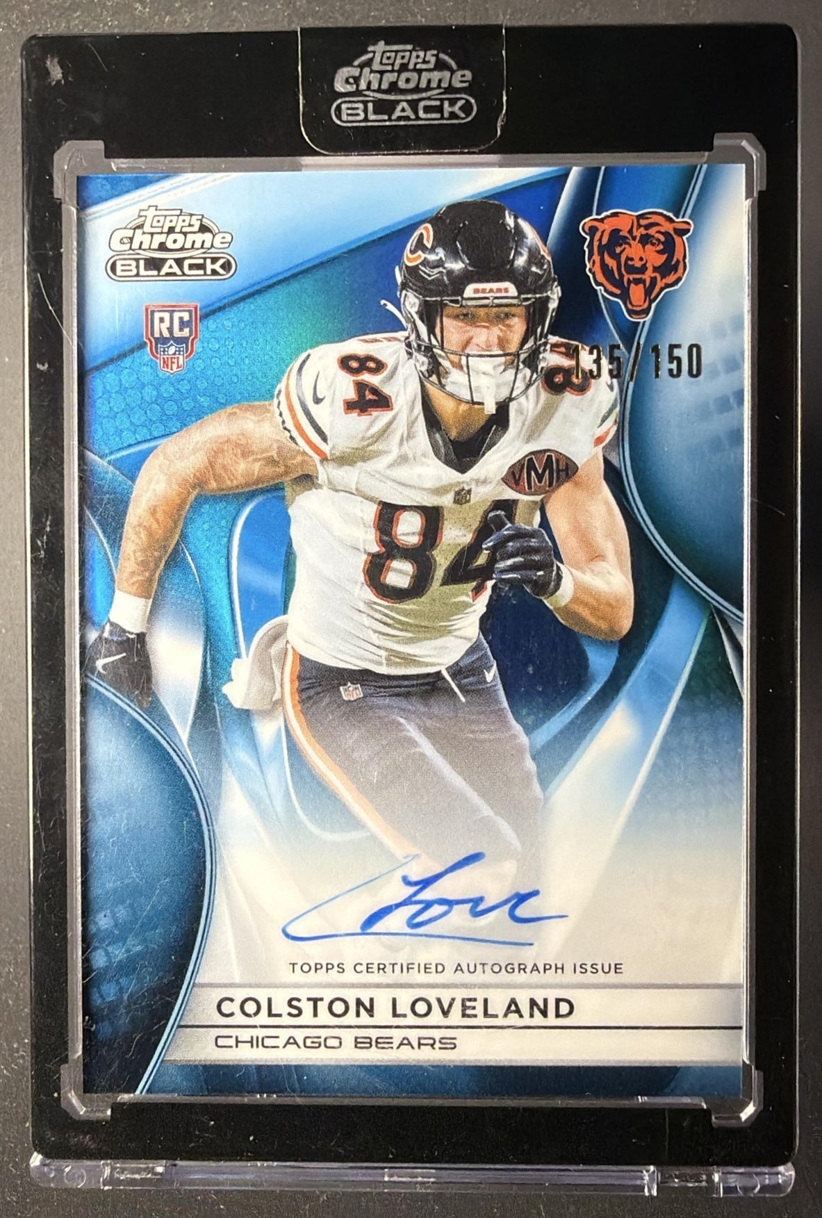 2025 Topps Chrome Black Colston Loveland #RAU-CL Rookie Auto Blue Refractor /150 RC