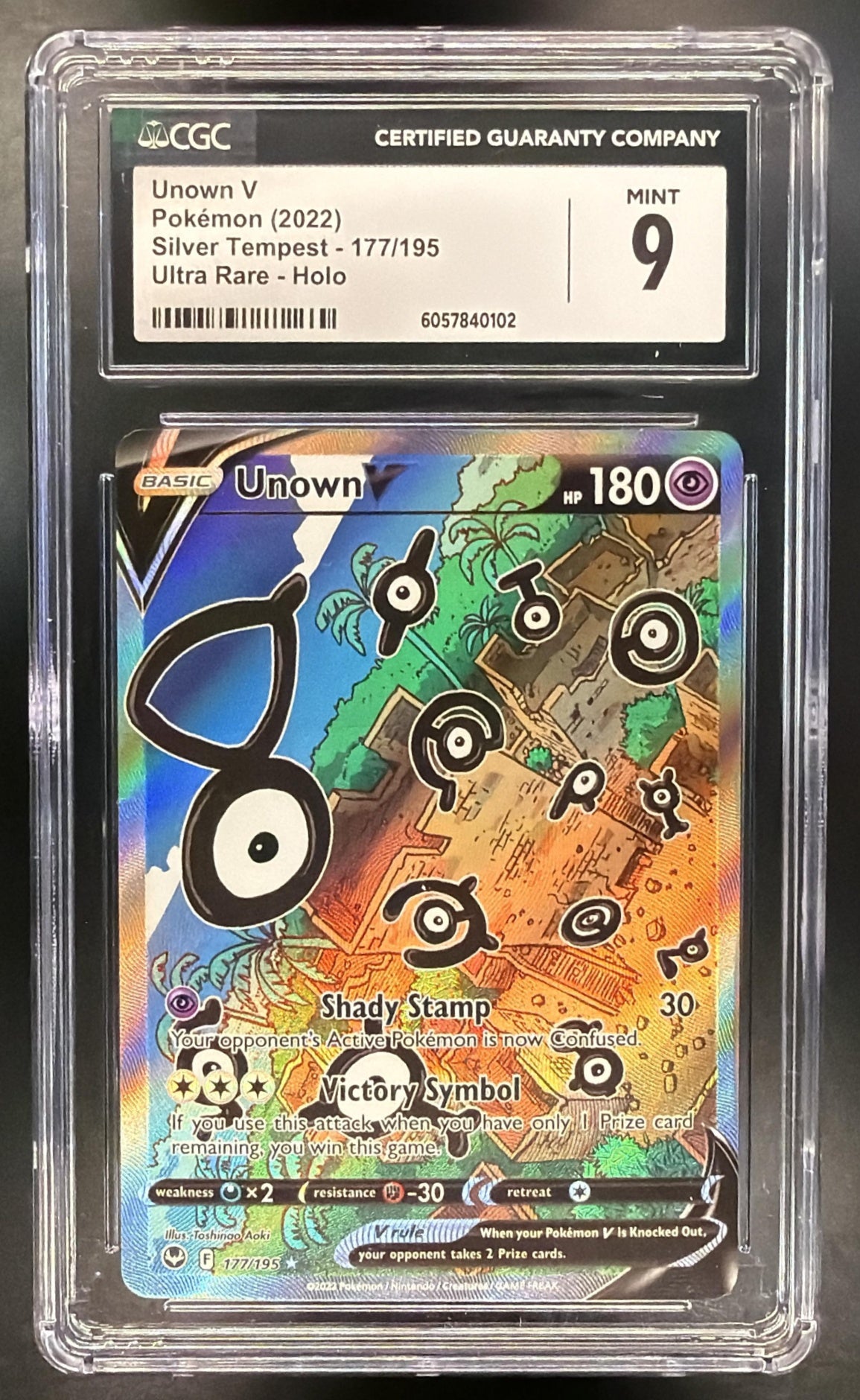 2022 Pokemon Silver Tempest Unown V 177/195 CGC 9