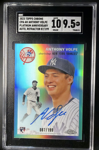 2023 Topps Chrome Platinum Anniversary Anthony Volpe #CPA-AV Auto Refractor /199 RC