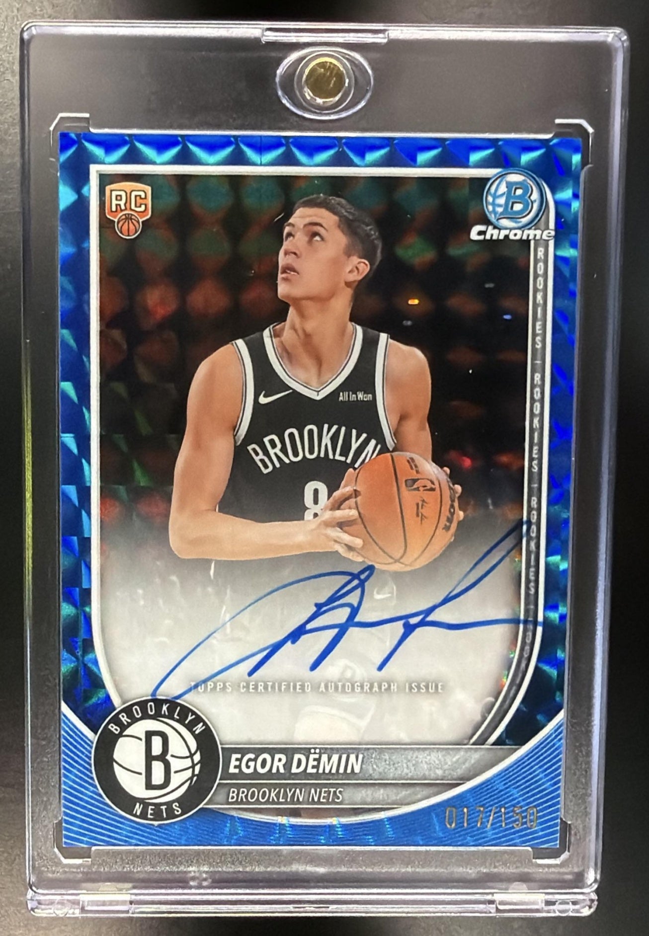 2025-26 Bowman Egor Demin #BCA-ED Chrome Auto Blue Geometric Refractor /150 RC