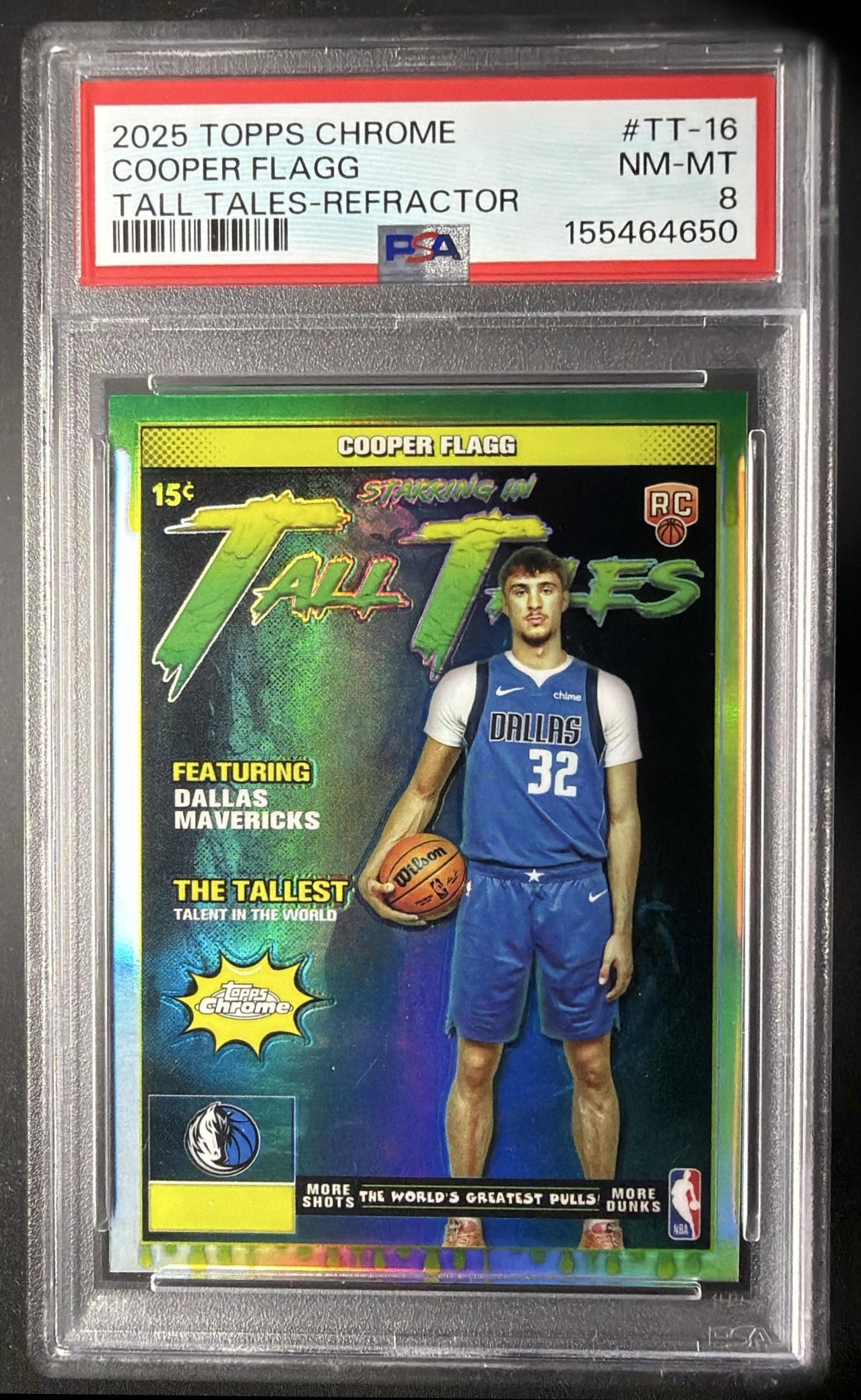 2025-26 Topps Chrome Cooper Flagg #TT-16 Tall Tales Refractor RC PSA 8