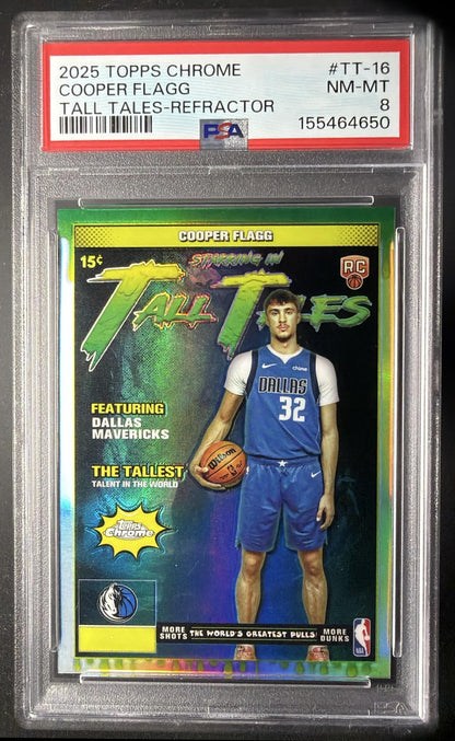 2025-26 Topps Chrome Cooper Flagg #TT-16 Tall Tales Refractor RC PSA 8