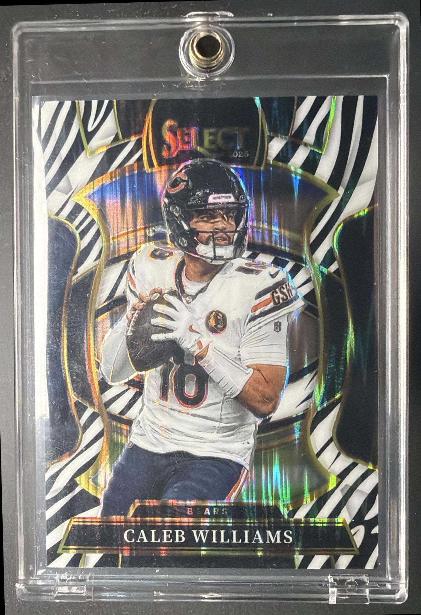 2025 Panini Select Caleb Williams #73 Concourse Zebra Prizm Shock