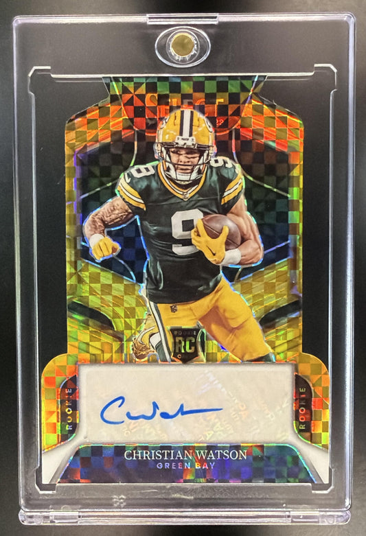 2022 Panini Select Christian Watson #RS-CW Rookie Signatures Die Cuts Gold Prizm /10 Auto RC