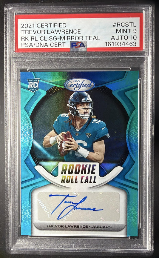 2021 Panini Certified Trevor Lawrence #RCS-TL Rookie Mirror Teal /7 Auto RC PSA 9