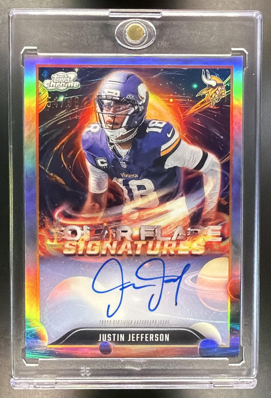 2025 Topps Cosmic Chrome Justin Jefferson #SFS-JJF Solar Flare Signatures /99 Auto