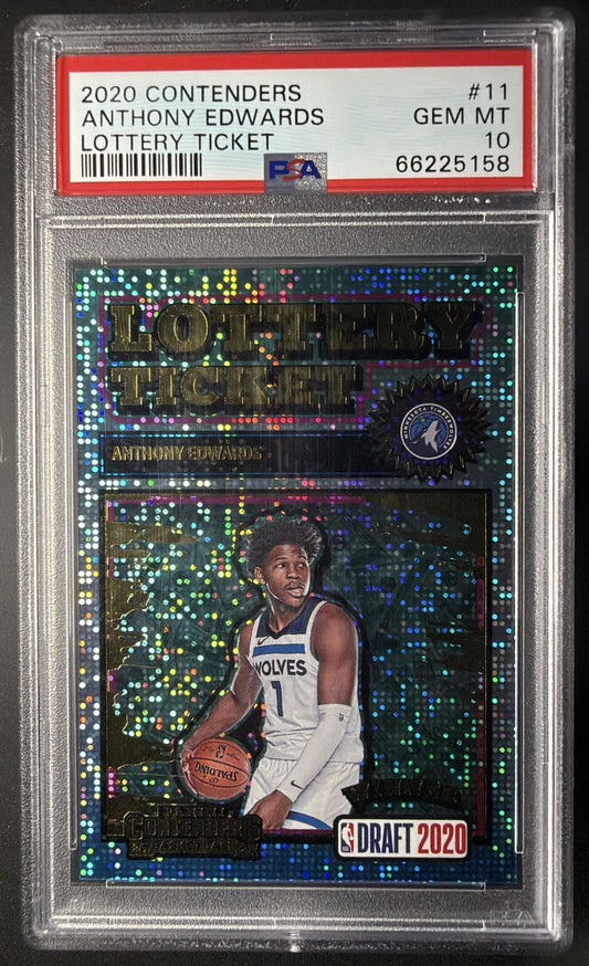 2020-21 Panini Contenders Anthony Edwards #11 Lottery Ticket RC PSA 10