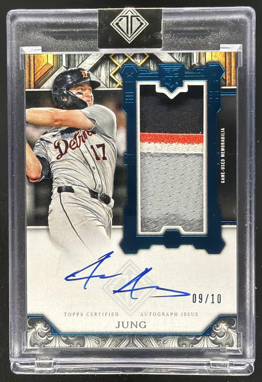 2025 Topps Transcendent Collection Jace Jung #RSPA-JJU Rookie Patch Auto Blue /10